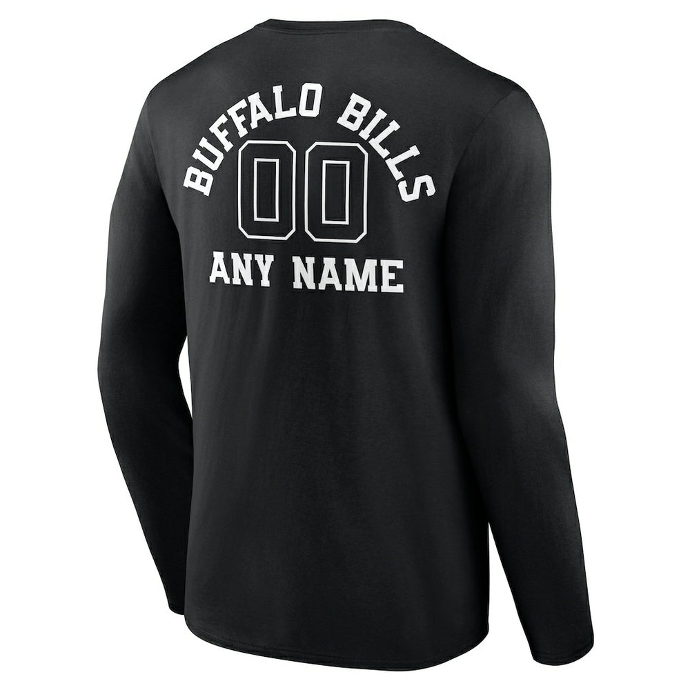 Buffalo Bills Personalized Name & Number Monochrome Long Sleeve T-Shirt Black