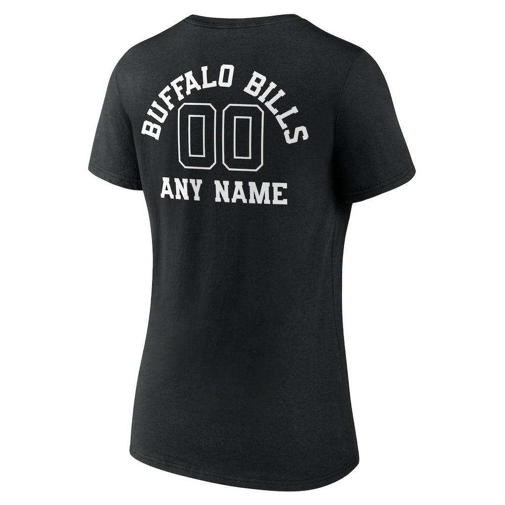 Buffalo Bills Women's Personalized Name & Number Monochrome V-Neck T-Shirt Black