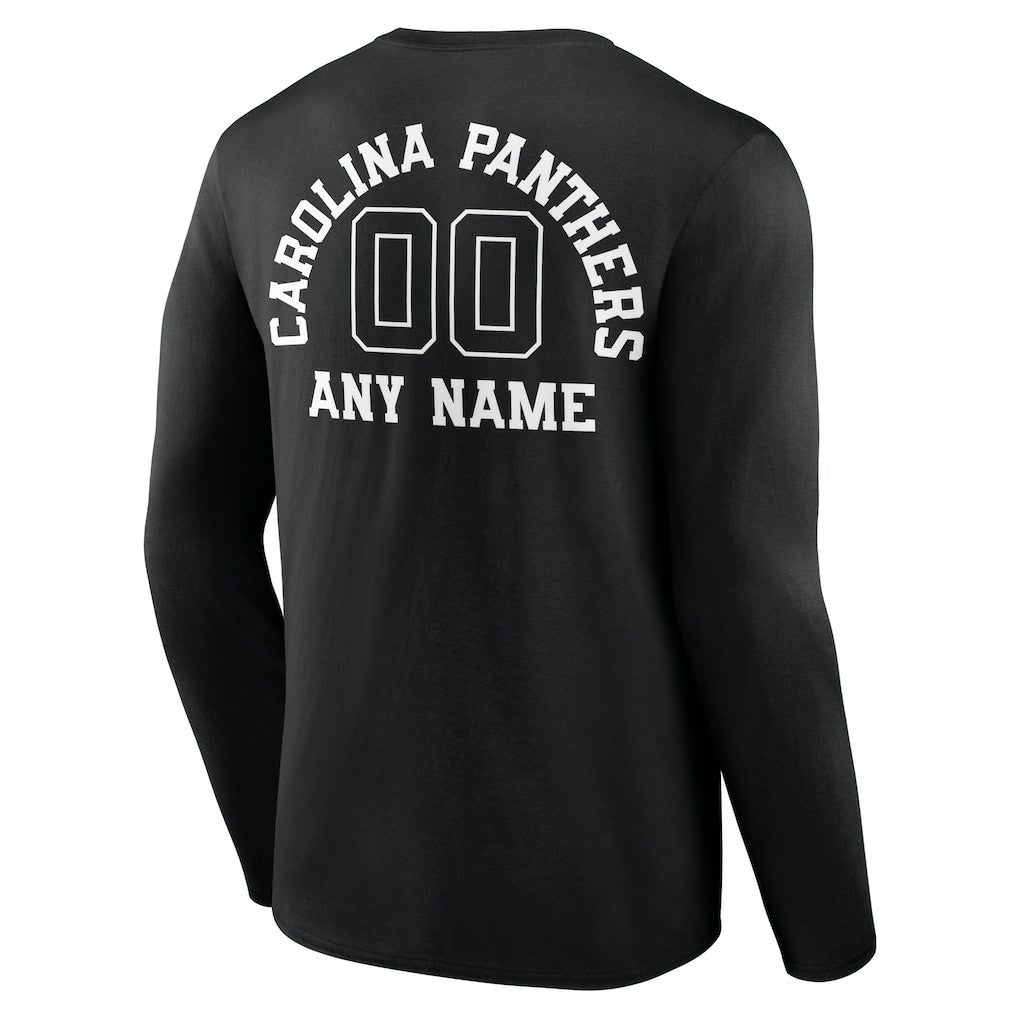 Carolina Panthers Personalized Name & Number Monochrome Long Sleeve T-Shirt Black