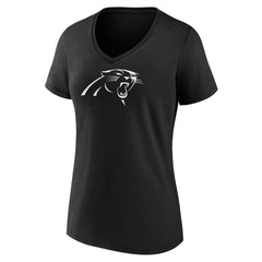 Carolina Panthers Women's Personalized Name & Number Monochrome V-Neck T-Shirt Black