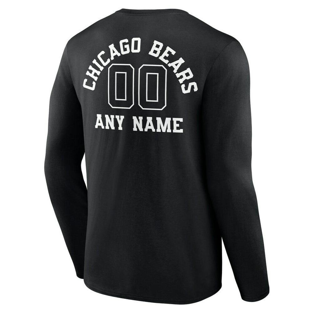 Chicago Bears Personalized Name & Number Monochrome Long Sleeve T-Shirt Black