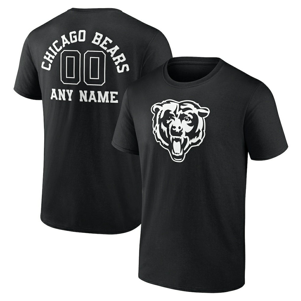 Chicago Bears Personalized Name & Number Monochrome T-Shirt Black