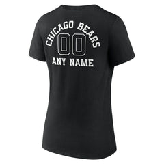 Chicago Bears Women's Personalized Name & Number Monochrome V-Neck T-Shirt Black