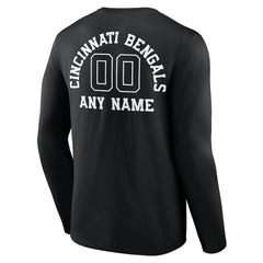 Cincinnati Bengals Personalized Name & Number Monochrome Long Sleeve T-Shirt Black