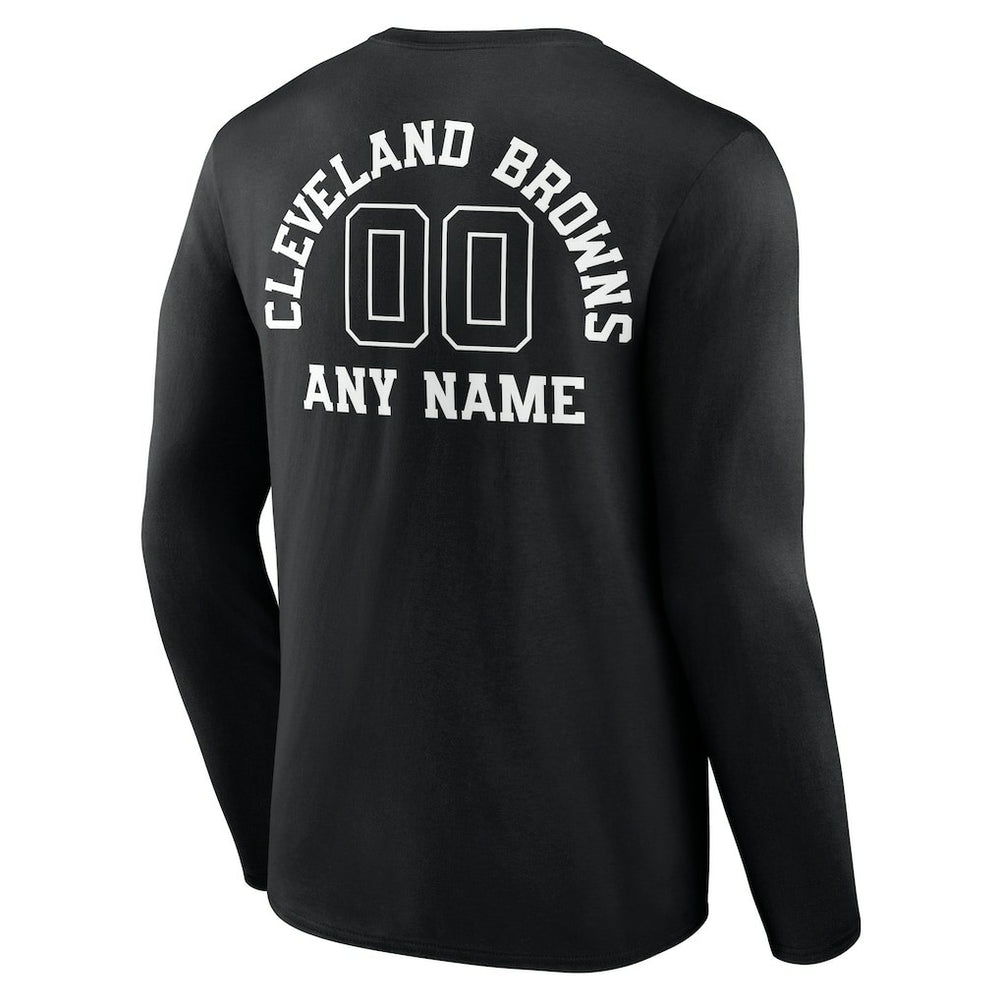 Cleveland Browns Personalized Name & Number Monochrome Long Sleeve T-Shirt Black
