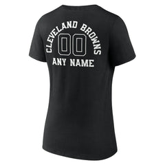 Cleveland Browns Women's Personalized Name & Number Monochrome V-Neck T-Shirt Black