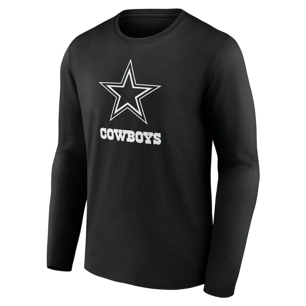 Dallas Cowboys Personalized Name & Number Monochrome Long Sleeve T-Shirt Black