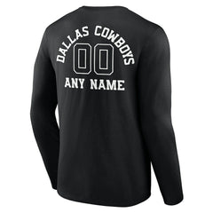 Dallas Cowboys Personalized Name & Number Monochrome Long Sleeve T-Shirt Black