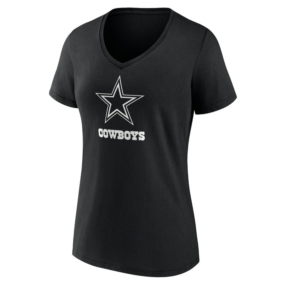 Dallas Cowboys Women's Personalized Name & Number Monochrome V-Neck T-Shirt Black