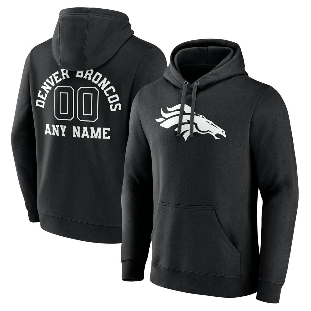 Denver Broncos Personalized Name & Number Pullover Hoodie Black