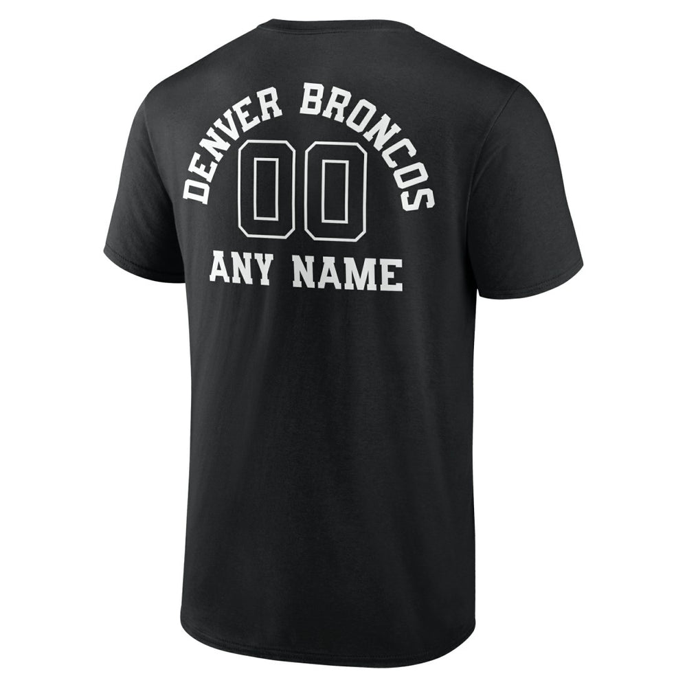 Denver Broncos Personalized Name & Number Monochrome T-Shirt Black