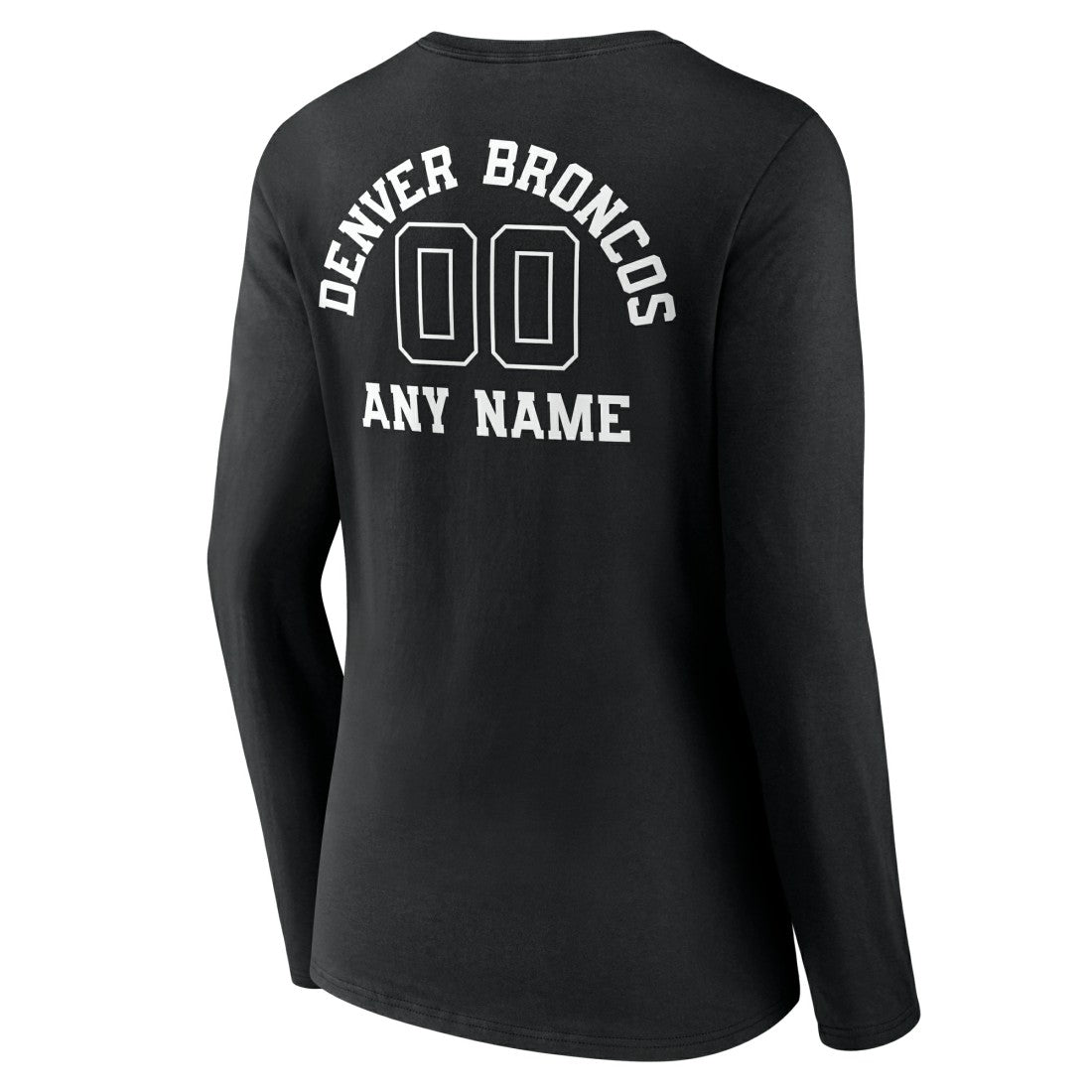 Denver Broncos Women's Personalized Name & Number Monochrome Long Sleeve V-Neck T-Shirt Black