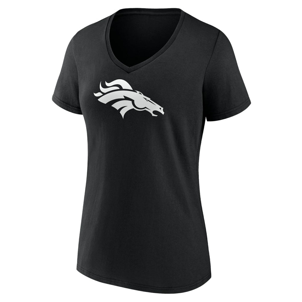 Denver Broncos Women's Personalized Name & Number Monochrome V-Neck T-Shirt Black