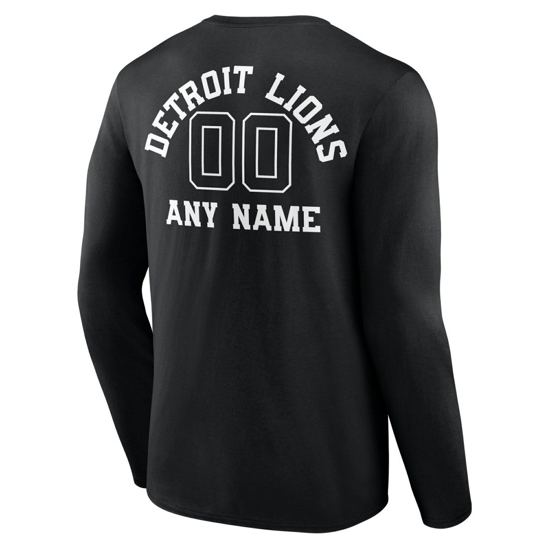 Detroit Lions Personalized Name & Number Monochrome Long Sleeve T-Shirt Black