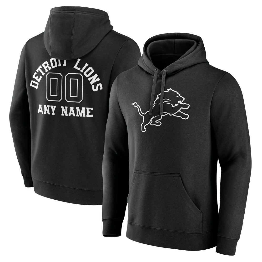Detroit Lions Personalized Name & Number Pullover Hoodie Black