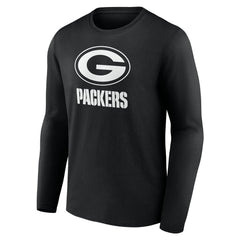 Green Bay Packers Personalized Name & Number Monochrome Long Sleeve T-Shirt Black