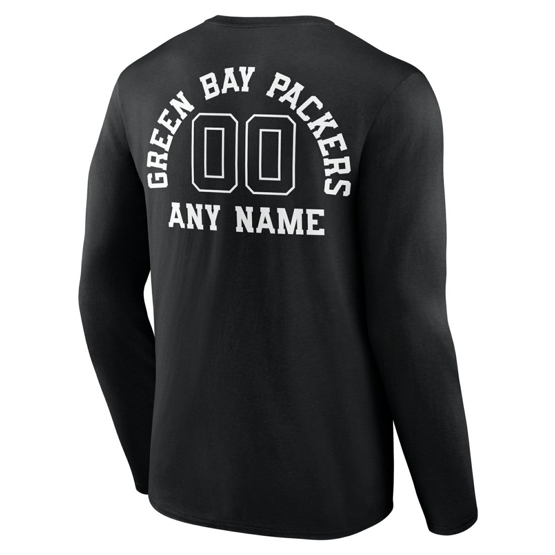 Green Bay Packers Personalized Name & Number Monochrome Long Sleeve T-Shirt Black