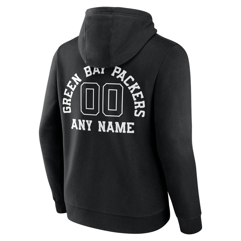 Green Bay Packers Personalized Name & Number Pullover Hoodie Black