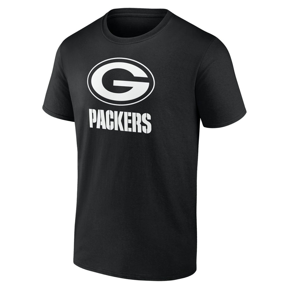 Green Bay Packers Personalized Name & Number Monochrome T-Shirt Black