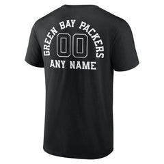 Green Bay Packers Personalized Name & Number Monochrome T-Shirt Black