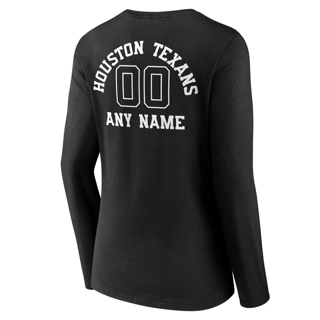Houston Texans Women's Personalized Name & Number Monochrome Long Sleeve V-Neck T-Shirt Black