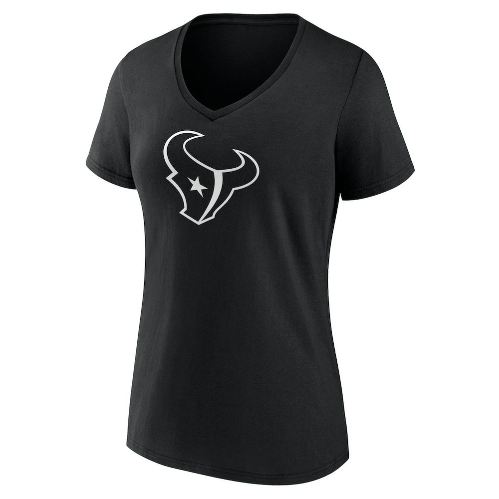 Houston Texans Women's Personalized Name & Number Monochrome V-Neck T-Shirt Black