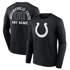 Indianapolis Colts Personalized Name & Number Monochrome Long Sleeve T-Shirt Black