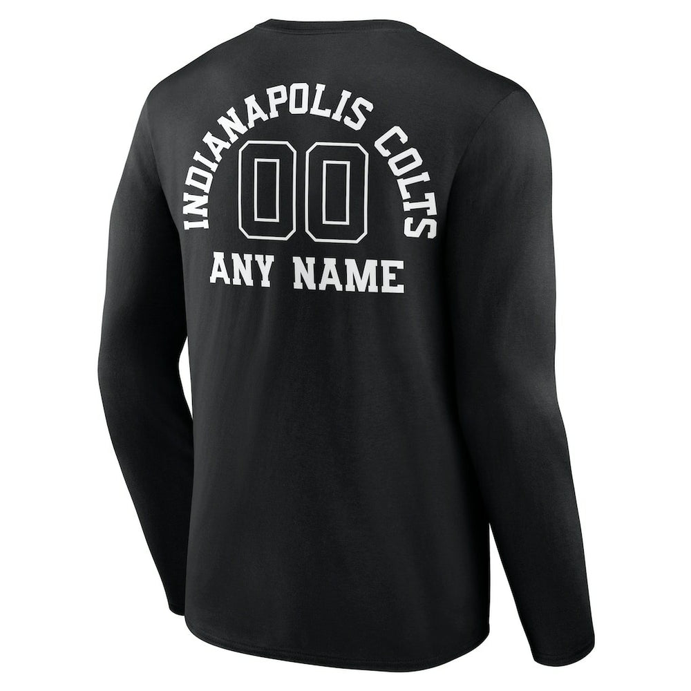 Indianapolis Colts Personalized Name & Number Monochrome Long Sleeve T-Shirt Black