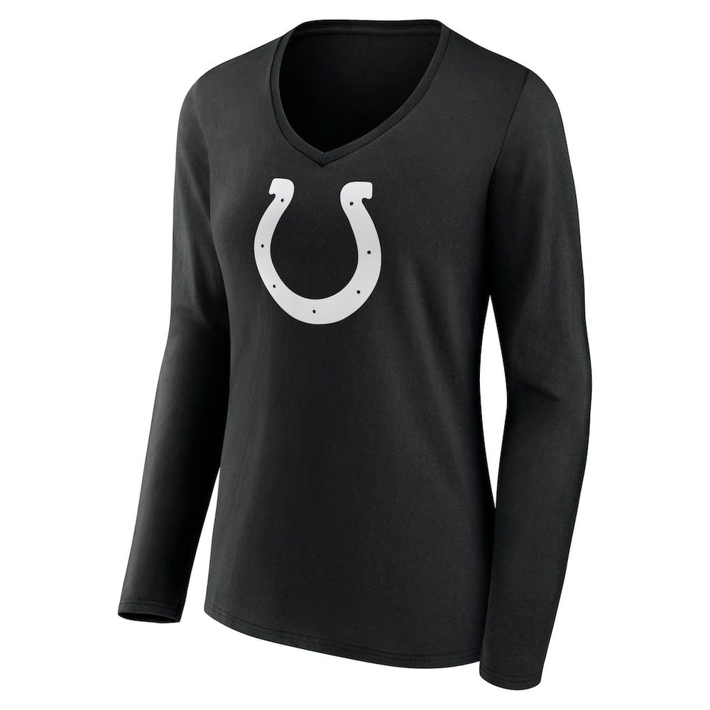 Indianapolis Colts Women's Personalized Name & Number Monochrome Long Sleeve V-Neck T-Shirt Black