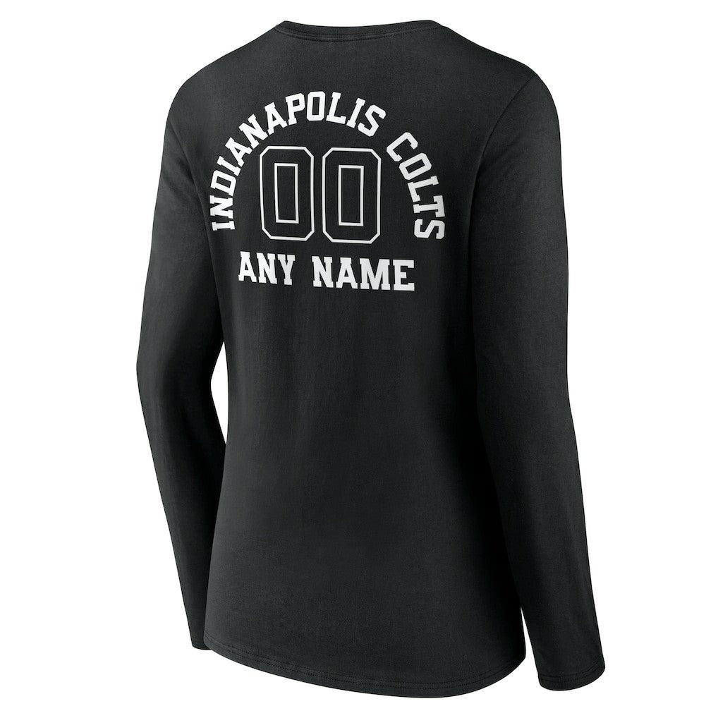 Indianapolis Colts Women's Personalized Name & Number Monochrome Long Sleeve V-Neck T-Shirt Black