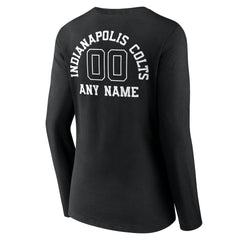 Indianapolis Colts Women's Personalized Name & Number Monochrome Long Sleeve V-Neck T-Shirt Black