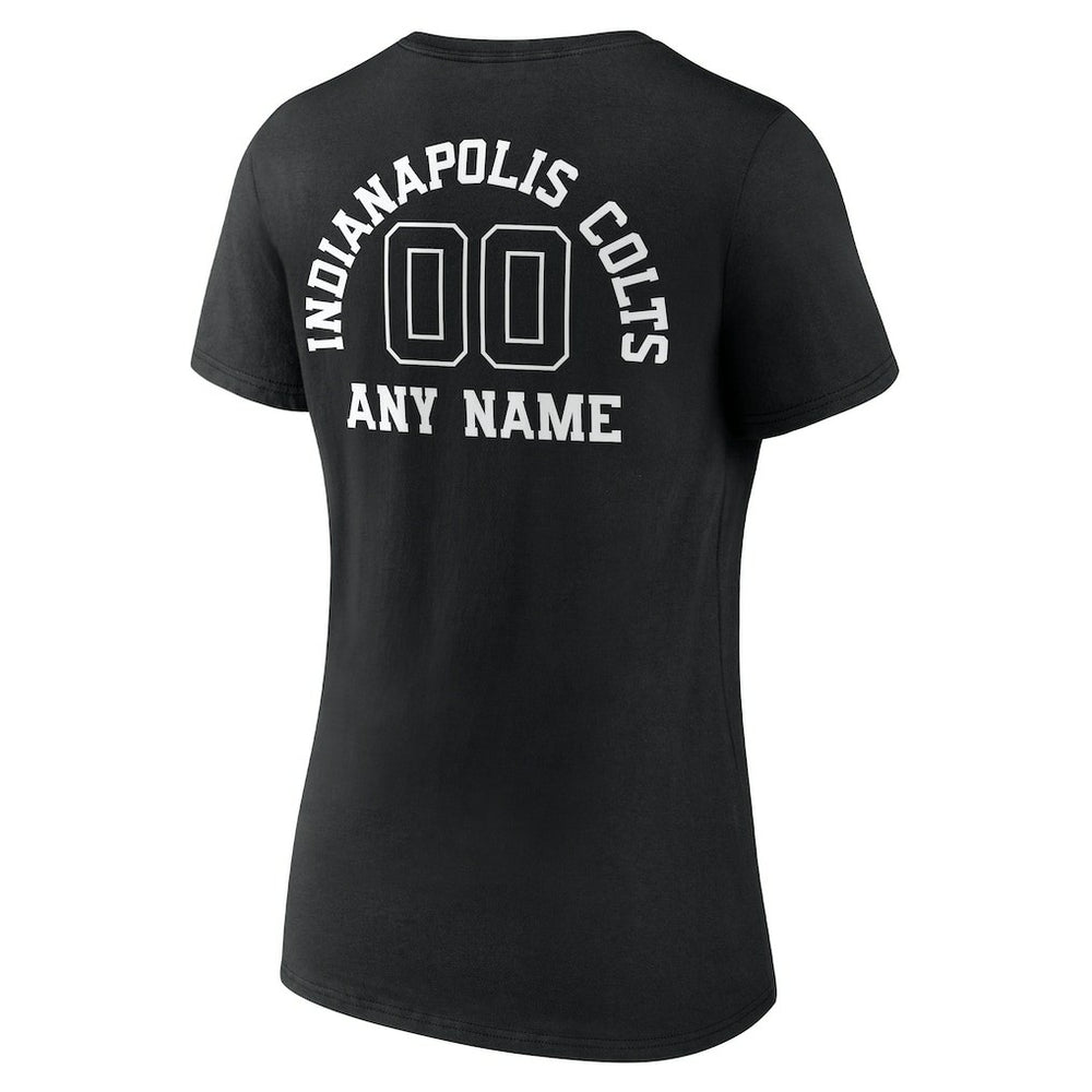 Indianapolis Colts Women's Personalized Name & Number Monochrome V-Neck T-Shirt Black