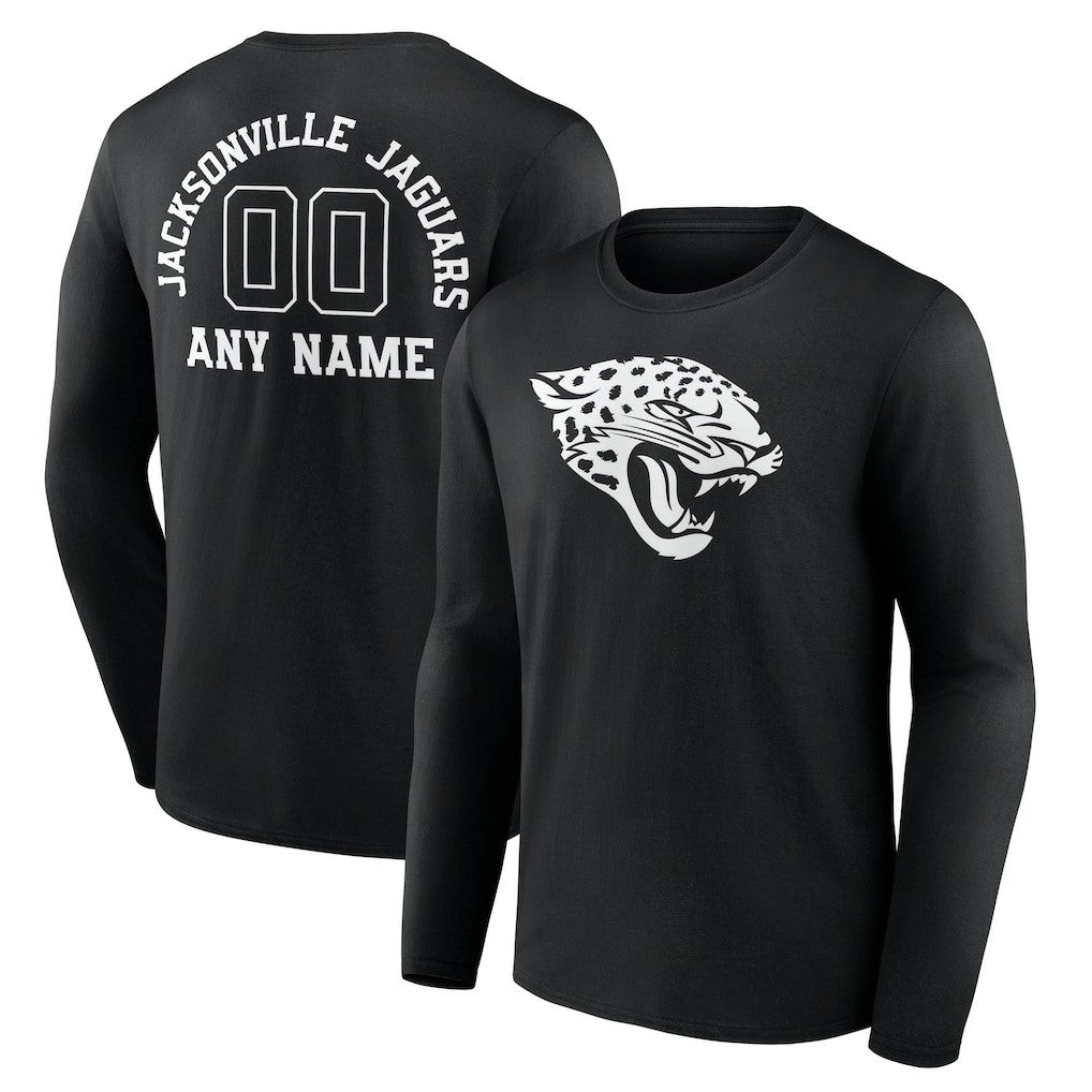 Jacksonville Jaguars Personalized Name & Number Monochrome Long Sleeve T-Shirt Black