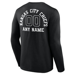 Kansas City Chiefs Personalized Name & Number Monochrome Long Sleeve T-Shirt Black
