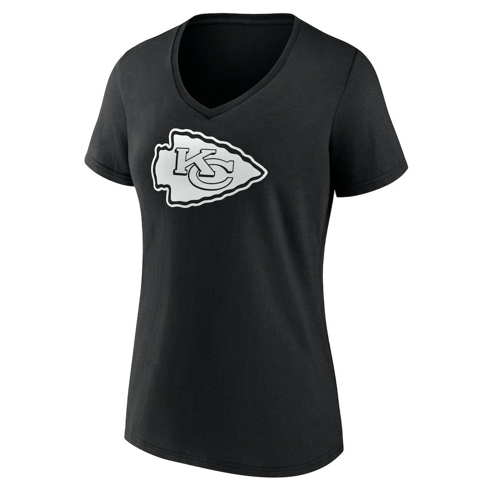 Kansas City Chiefs Women's Personalized Name & Number Monochrome V-Neck T-Shirt Black