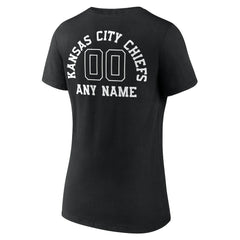 Kansas City Chiefs Women's Personalized Name & Number Monochrome V-Neck T-Shirt Black