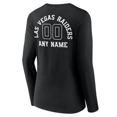 Las Vegas Raiders Women's Personalized Name & Number Monochrome Long Sleeve V-Neck T-Shirt Black