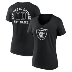 Las Vegas Raiders Women's Personalized Name & Number Monochrome V-Neck T-Shirt Black
