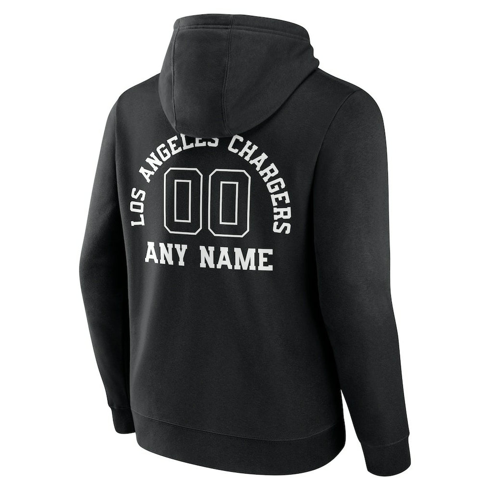 Los Angeles Chargers Personalized Name & Number Pullover Hoodie Black