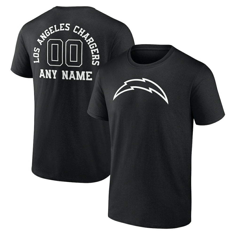 Los Angeles Chargers Personalized Name & Number Monochrome T-Shirt Black