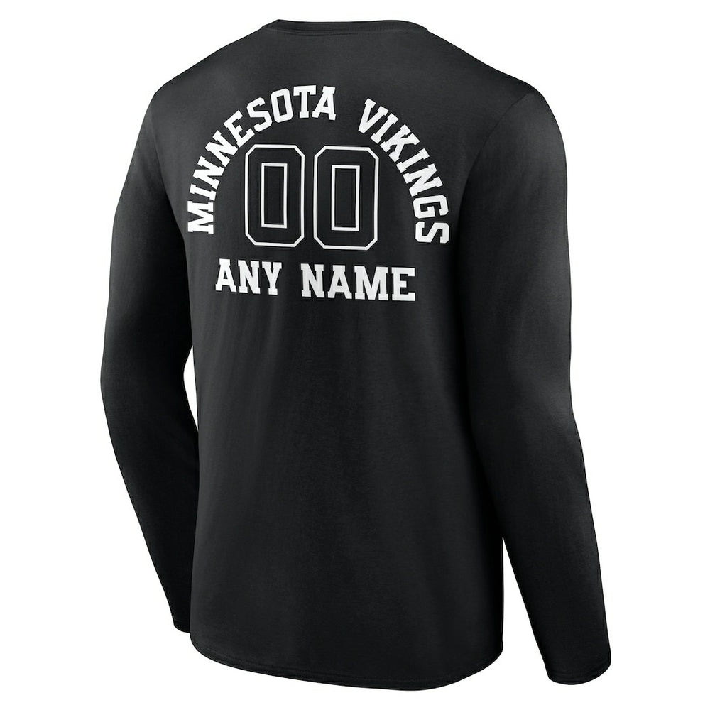 Minnesota Vikings Personalized Name & Number Monochrome Long Sleeve T-Shirt Black