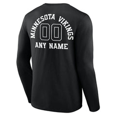 Minnesota Vikings Personalized Name & Number Monochrome Long Sleeve T-Shirt Black