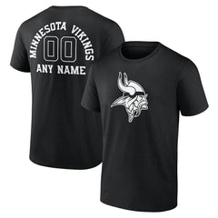 Minnesota Vikings Personalized Name & Number Monochrome T-Shirt Black