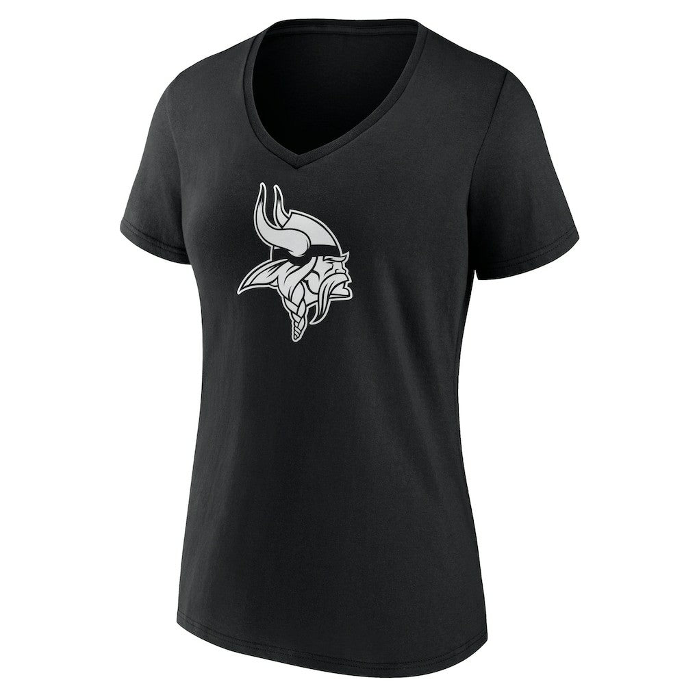 Minnesota Vikings Women's Personalized Name & Number Monochrome V-Neck T-Shirt Black