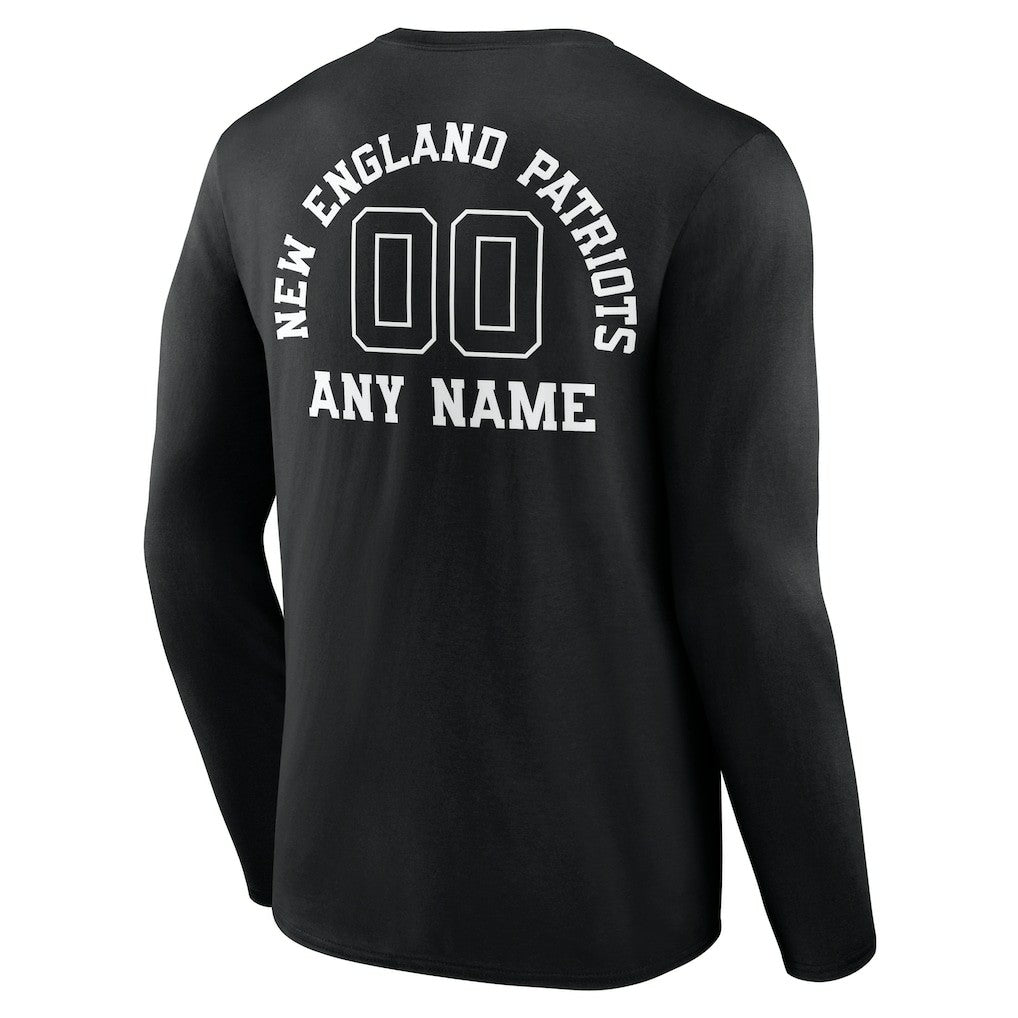 New England Patriots Personalized Name & Number Monochrome Long Sleeve T-Shirt Black