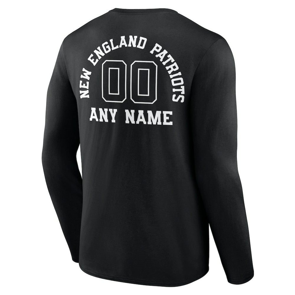 New England Patriots Personalized Name & Number Monochrome Long Sleeve T-Shirt Black