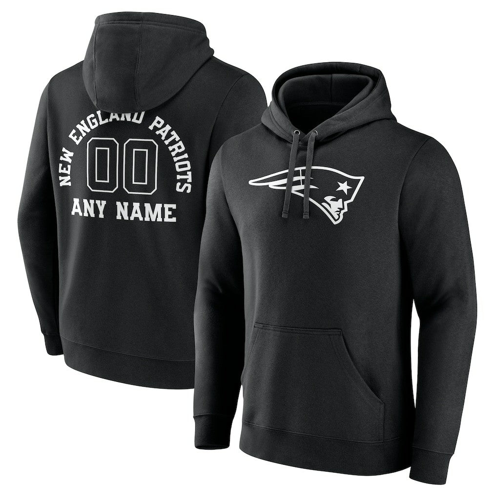 New England Patriots Personalized Name & Number Pullover Hoodie Black