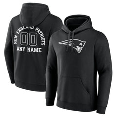 New England Patriots Personalized Name & Number Pullover Hoodie Black