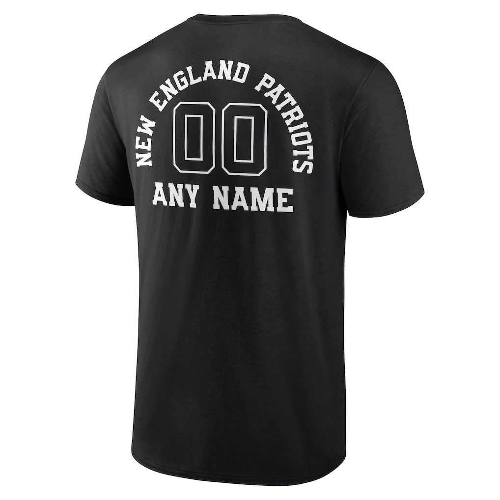 New England Patriots Personalized Name & Number Monochrome T-Shirt Black