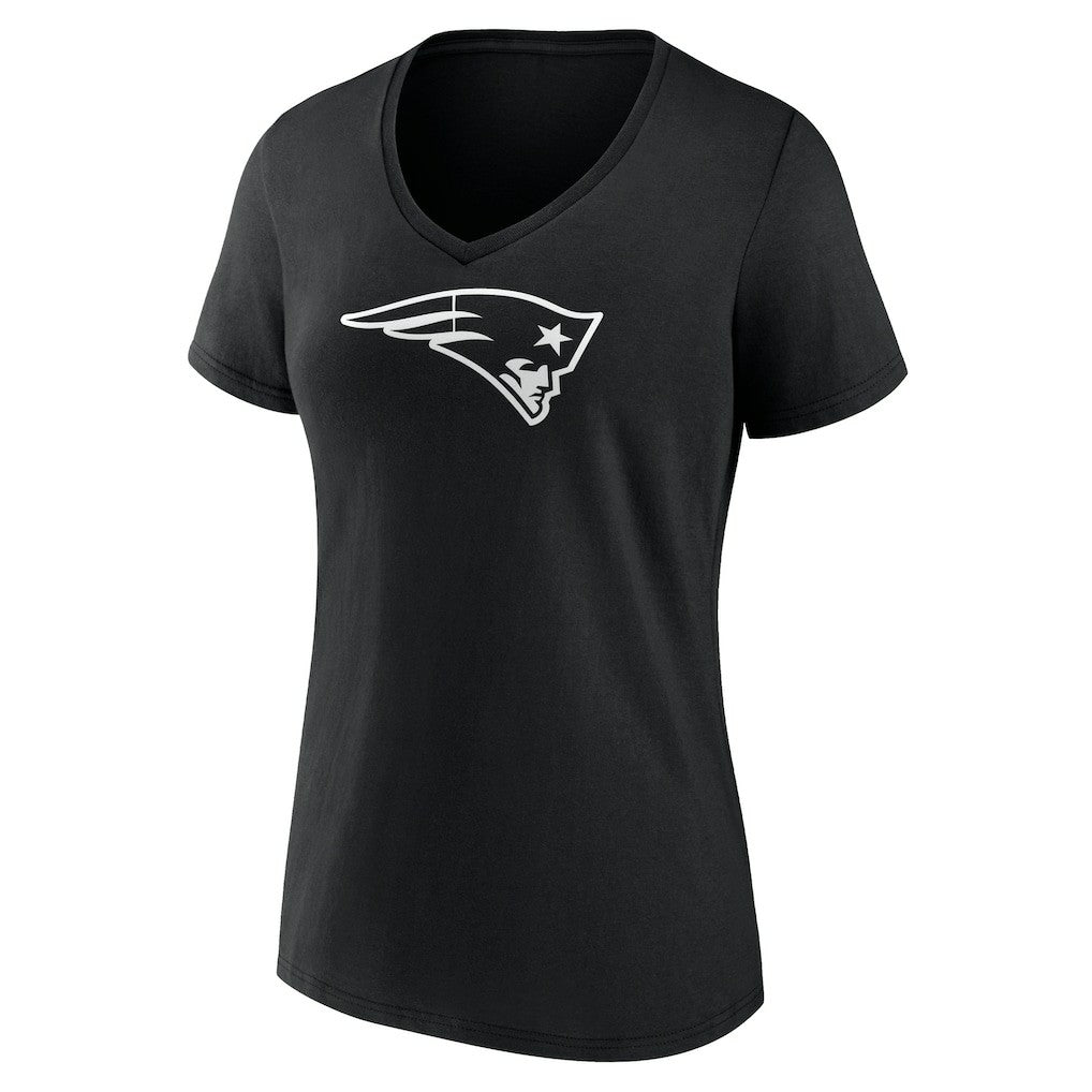 New England Patriots Women's Personalized Name & Number Monochrome V-Neck T-Shirt Black